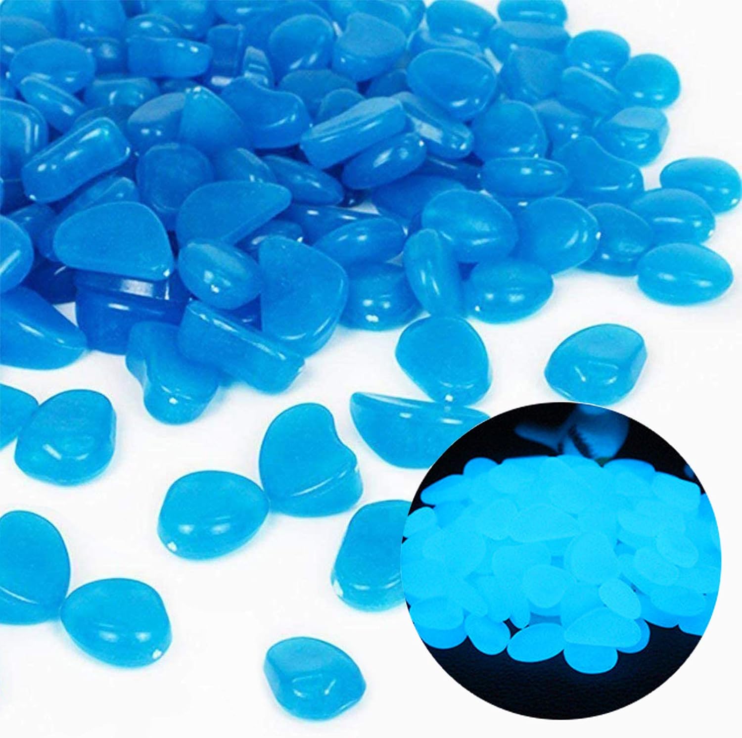 Bonsai Garden Accessories - Fish Tank Rocks Glow Blue Pebbles