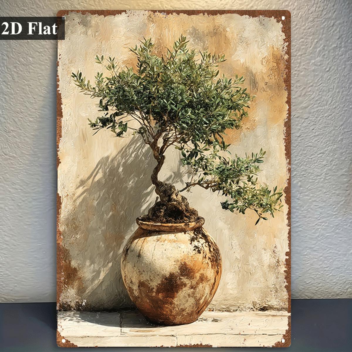 Vintage Metal Tin Sign Potted  - Bonsai Garden Wall recension och pris