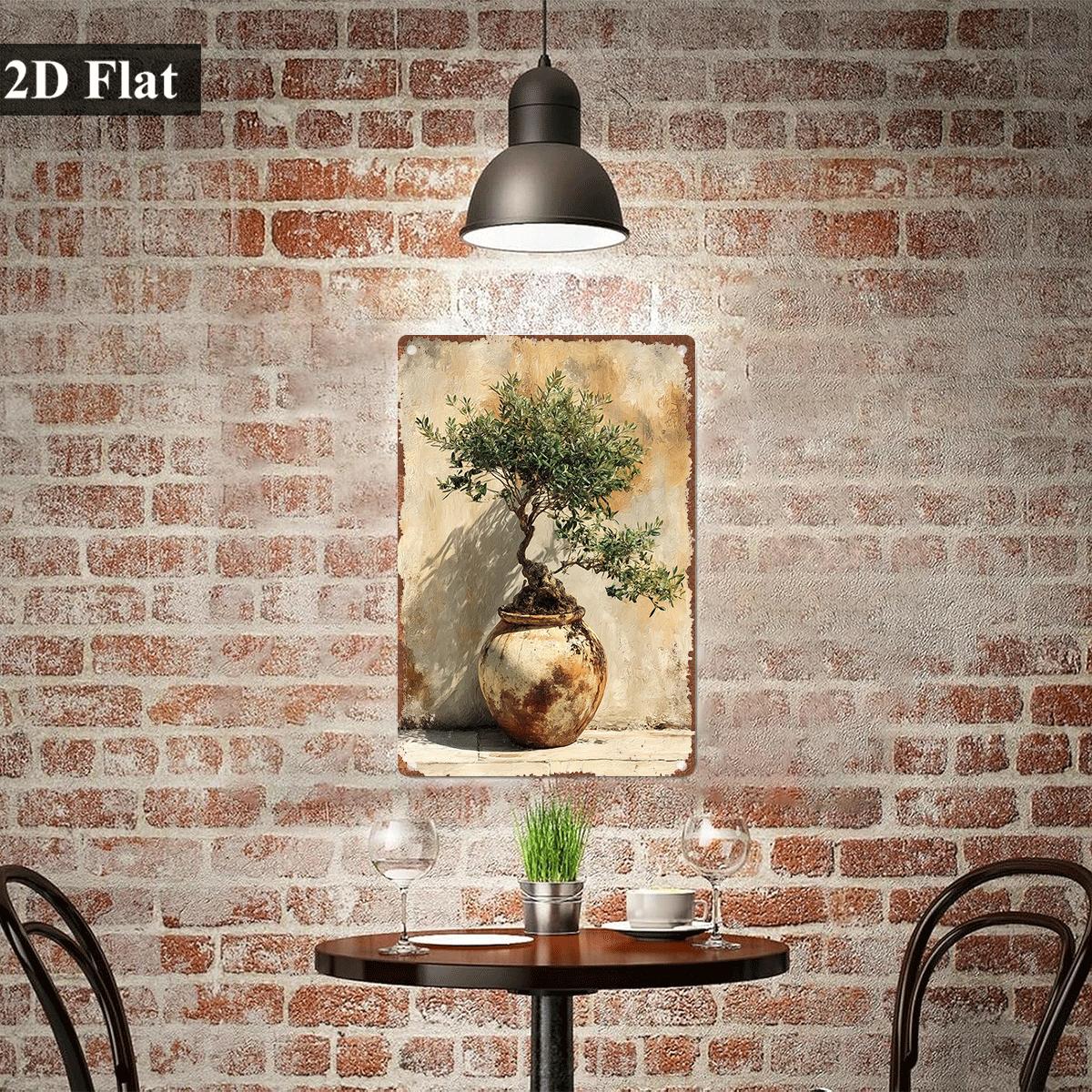 Vintage Metal Tin Sign Potted  - Bonsai Garden Wall recension och pris