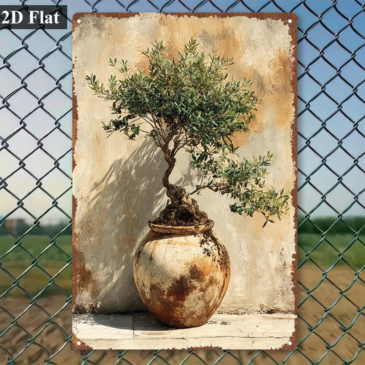 Vintage Metal Tin Sign Potted  - Bonsai Garden Wall recension och pris