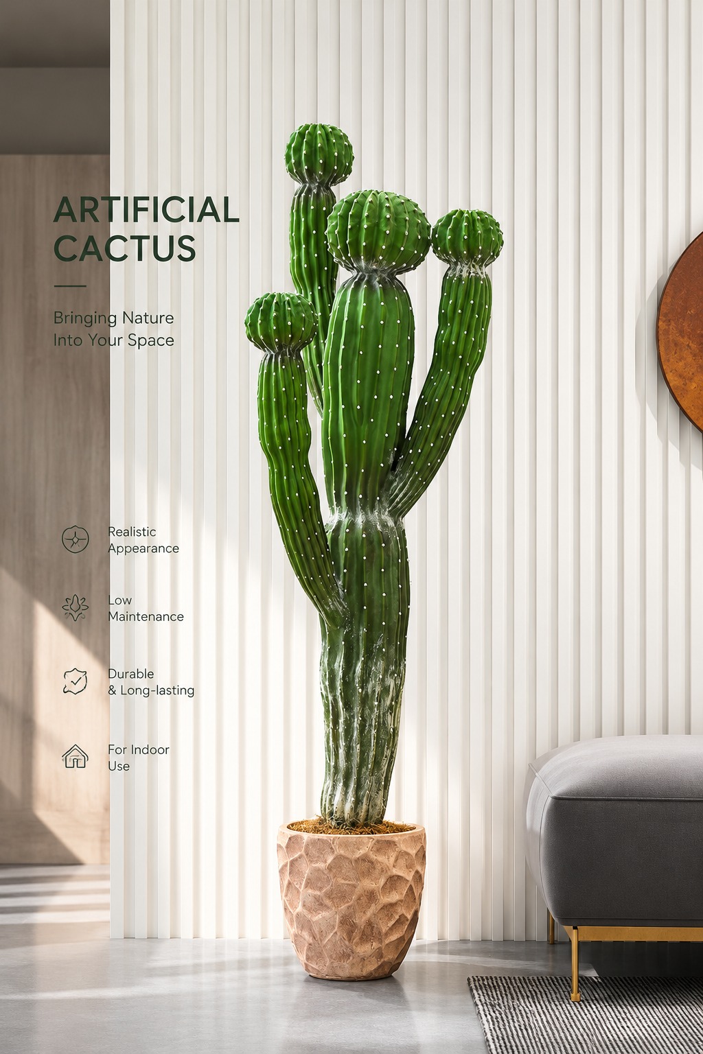 Large Modern Artificial Cactus - Bonsai Garden Indoor recension och pris