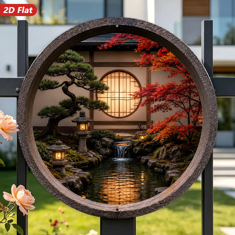 2D Flat, 1pc Round Metal Sign  - Bonsai Garden Wall recension och pris