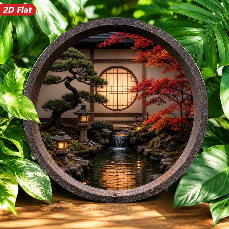 2D Flat, 1pc Round Metal Sign  - Bonsai Garden Wall recension och pris