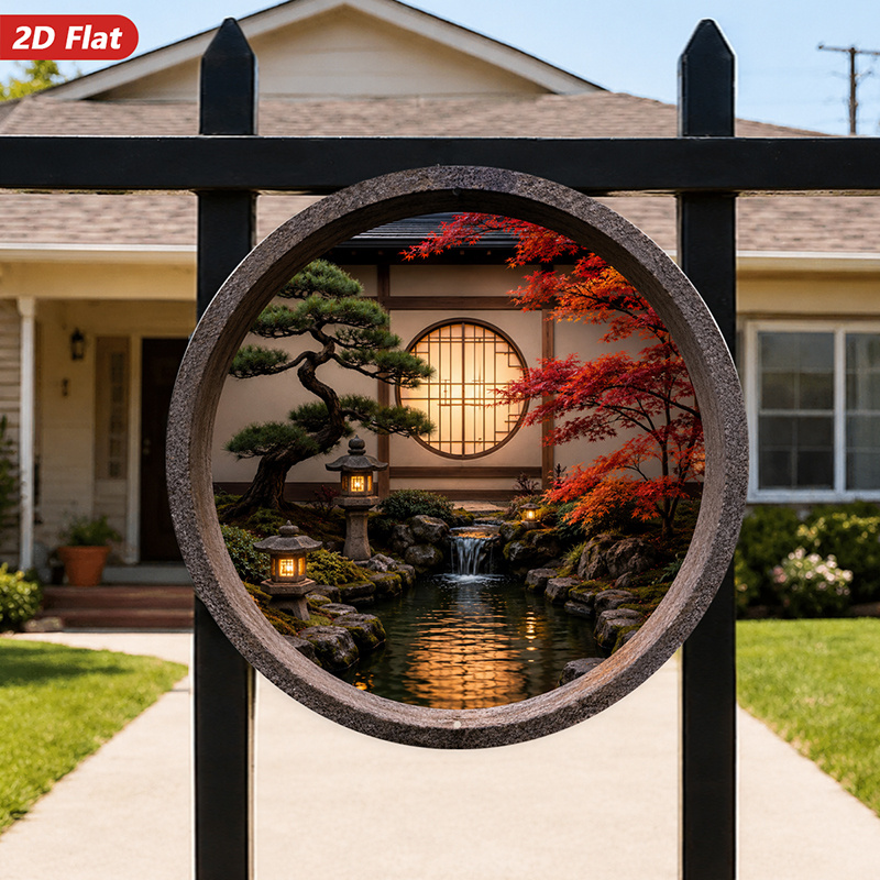 2D Flat, 1pc Round Metal Sign  - Bonsai Garden Wall recension och pris